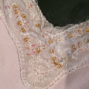 Women's Pink Lace & Sequin Trim Sleep Top - adorable tank from buckle - 2000 era